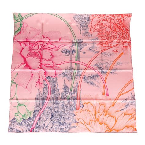 a l'ombre des pivoines hermes|HERMES Silk A l'Ombre des Pivoines Scarf 90 .